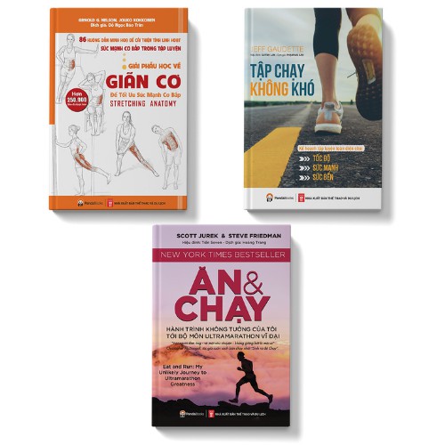 Sách Pandabooks - Combo 3 cuốn Giải phẫu học về giãn cơ + Ăn và chay + Tập chạy không khó