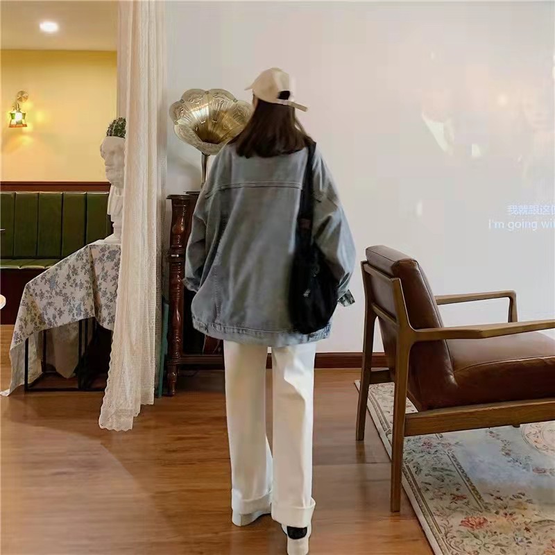 Denim jacket female spring, autumn and summer Korean version loose 2021 new ins tide Harajuku net red wind wild retro Hong Kong flavor | BigBuy360 - bigbuy360.vn