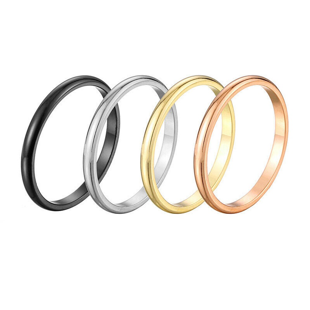 Nhẫn mỏng có thể xếp chồng lên nhau đơn giản size 3-10 rộng 2mm