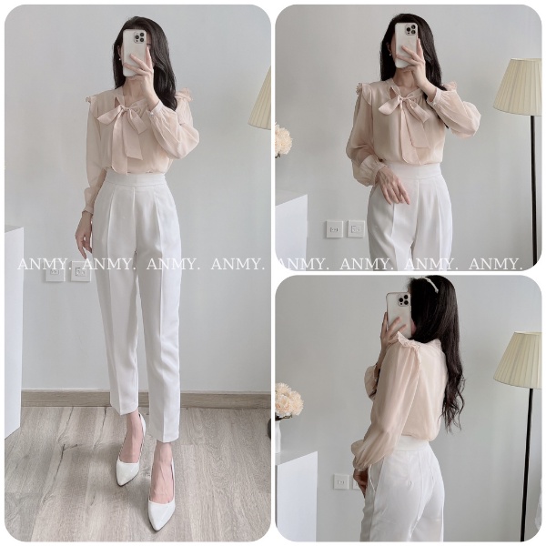 Quần tây nữ lưng cao AMY dáng baggy cạp cao siêu tôn dáng ống đứng chuẩn đẹp khóa sườn đen trắng nâu Q536