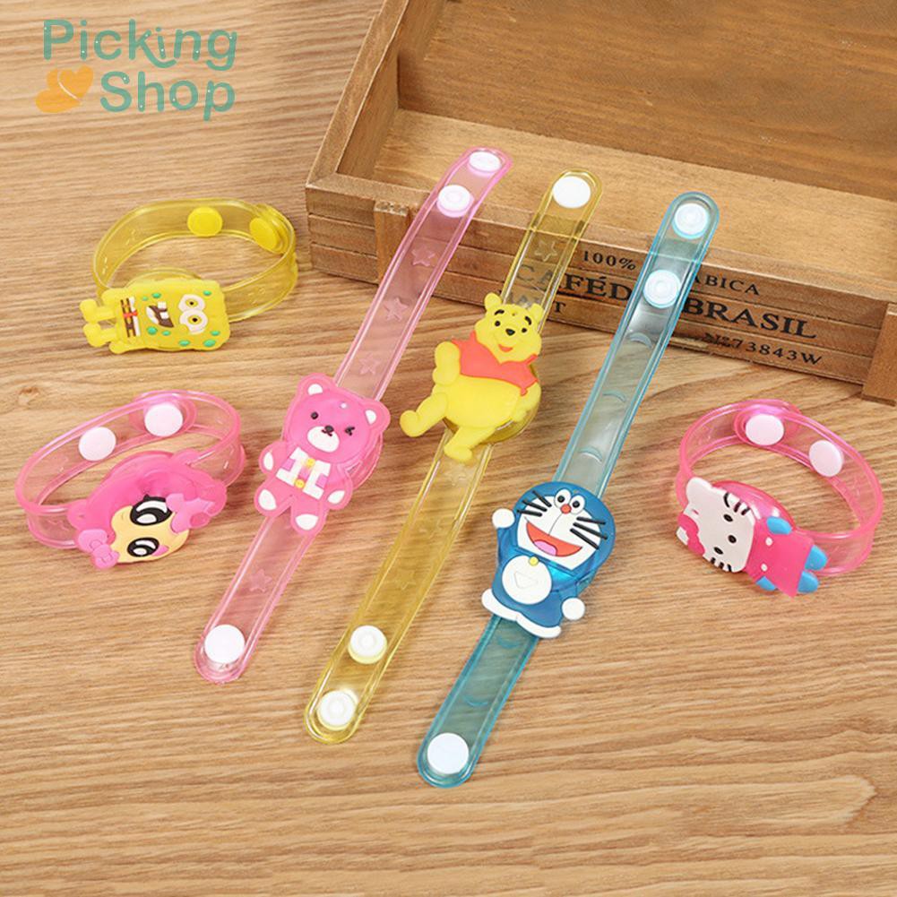 Cute Kids Flash Wrist Band Cartoon Night Light Watch Glowing Bracelet Toys