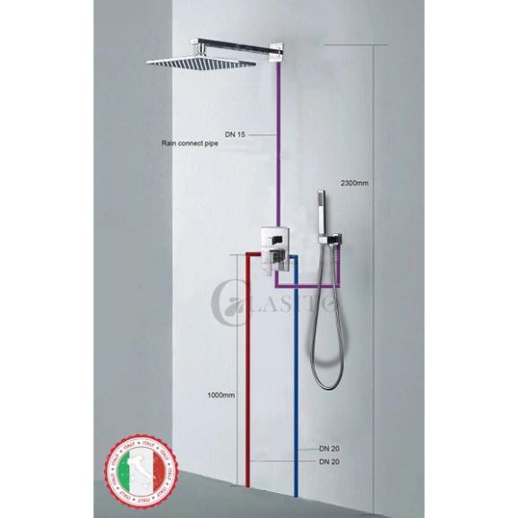 Bộ cây sen tắm nóng lạnh Âm tường Hợp kim bóng đẹp - Siêu xịn ITALIA