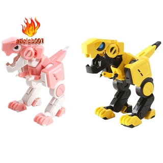 2 Pcs Deformable Dinosaur 3 Colour Little Dinosaurs TOY Movable Joint Tyrannosaurus Rex Transform Animal,Pink & Yellow