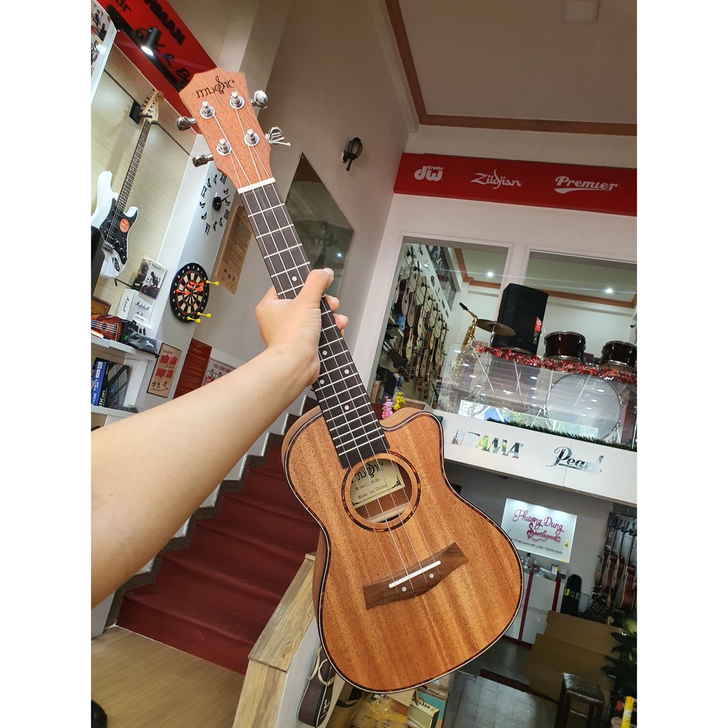 Đàn Ukulele Gỗ dáng khuyết chính hãng Music size Concert - Viền Khảm