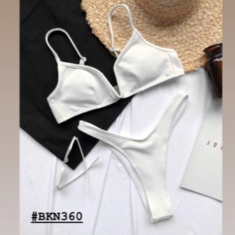 [BKN360] &lt;ÂU&gt; SET BIKINI CỔ V VẢI GÂN XANH BLUE/ĐỎ/ĐEN/TRẮNG/HỒNG QUẦN THONG/LỌT KHE