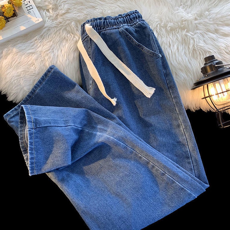 Quần Jeans Dây Rút Ống Rộng Phong Cách Retro Mỹ Thời Trang Mới