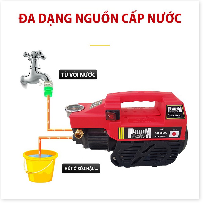 Máy Rửa Xe, Máy Phun Cao Áp Panda PD-568 2000W, Dùng cho gia đình, công nghệ Nhật Bản