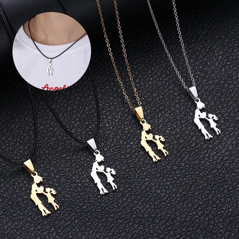 Vòng Cổ ESPO Ngày Của Mẹ|Dây Chuyền Da Mặt Kim Loại Khắc Chữ Mom