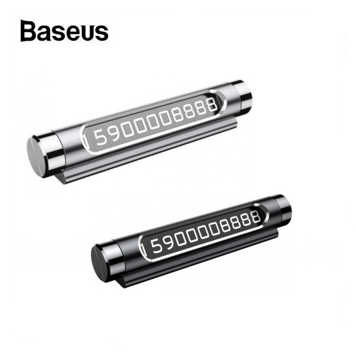Bảng Số Điện Thoại Cao Cấp Vỏ Kim Loại Trên Ôtô - Baseus ACNUM-C0S Biển Báo Số Điện Thoại cài 2 số điện thoại khác nhau