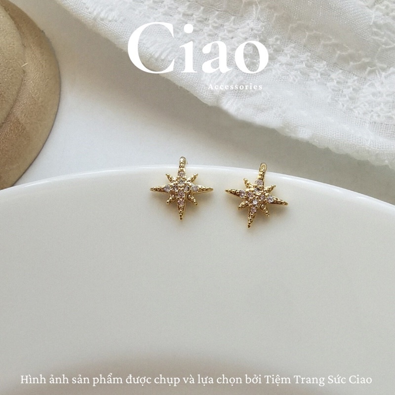 [NEW ITEMS] Khuyên vành tai/ Kẹp vành tai bạc thiết kế hình sao đính đá mã 07 Ciao accessories
