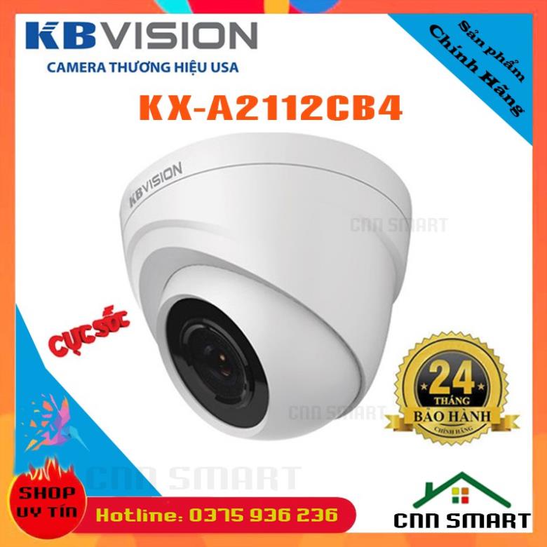 Camera Dome Bán Cầu Kbvision KX - 2112CB4 2.0M - Camera 4 in 1(CVI/TVI/AHD) [ t1a21 b1a21 ]- Chính hãng KB VISION BH24TH