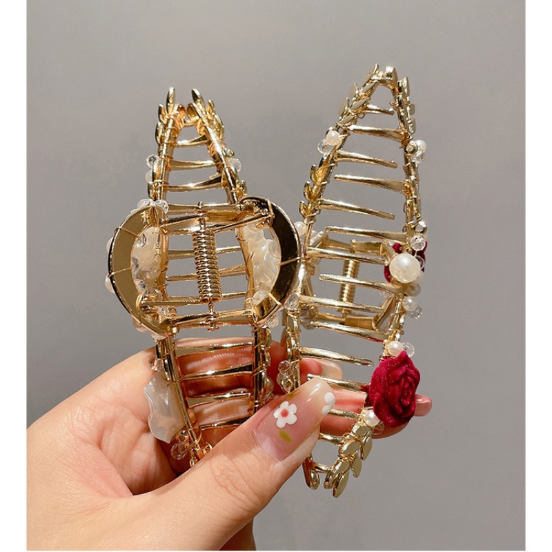 Kẹp Tóc Kim Loại Hình Hoa Hồng Sang Trọng Cho Nữ