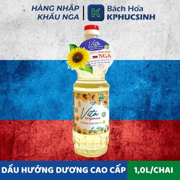 Dầu Ăn Hướng Dương Vita Organica Loại Premium 1L - Hàng Nhập Khẩu Nga (Russia) KPHUCSINH - Hàng Chính Hãng