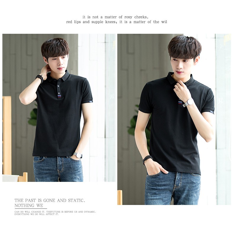 ( Mẫu 2021 ) Áo Polo Cổ Bẻ, Màu Đen Trắng Form Chuẩn Phong Cách Hàn Quốc | BigBuy360 - bigbuy360.vn