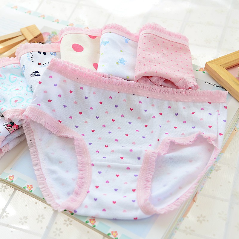 Set 12 quần lót vải Cotton dễ thương cho bé gái