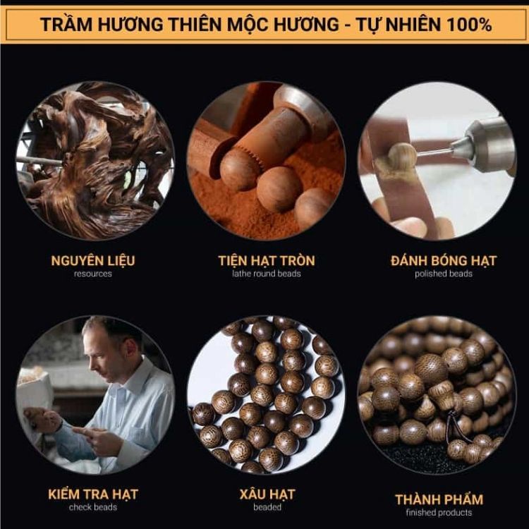 Vòng tay trầm hương đơn chuỗi đeo tay trầm hương Indonesia vân hoa Thiên Mộc Hương bình an may mắn trên 25 năm tích trầm