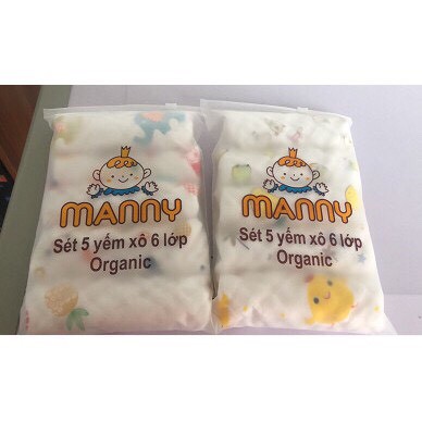 Sét 5 yếm xô 6 lớp Organic Manny