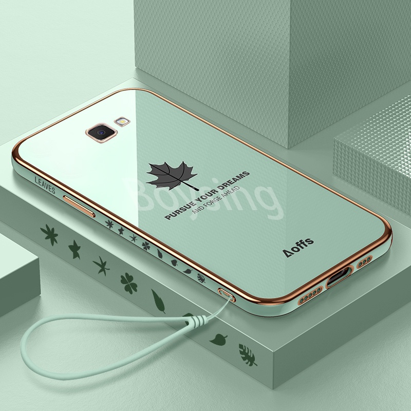 Ốp Lưng Mạ Điện Hình Lá Phong Cho Samsung J4 / J6 Plus / J2 / J7 / J5 Prime Edge