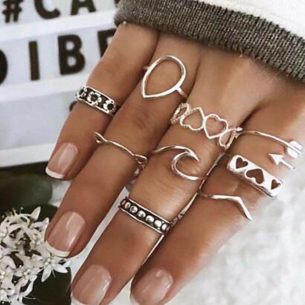 EUCA Set 9 Nhẫn Đeo Tay Nhiều Họa Tiết Phong Cách Mới Cho Nam Và Nữ