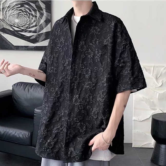 Áo Sơ Mi Ngắn Tay Dáng Rộng Thời Trang Mùa Hè Hàn Quốc Dành Cho Nam