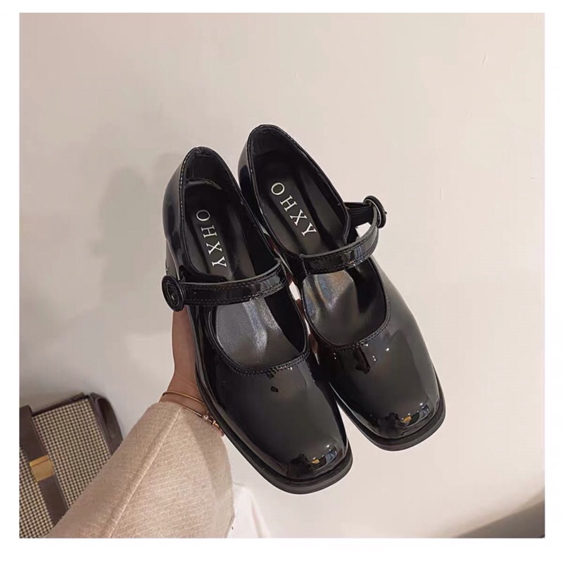 Giày Mary Jane gót 5cm da bóng mix đồ siêu đẹp | Ảnh thật