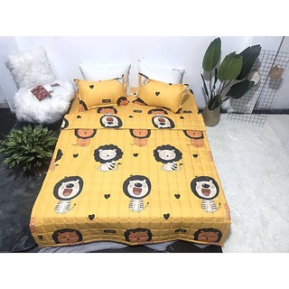 Set 5 chăn hè ga gối Tặng vỏ gối ôm SƯ TỬ VÀNG, đủ kích thước