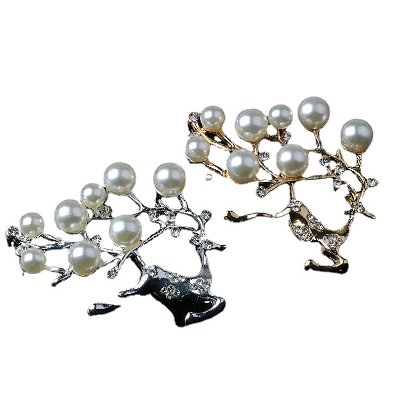 (1 cái)Phiến đúc kim loại con hươu phối ngọctrai 52*37mm, Nguyên liệu DIY