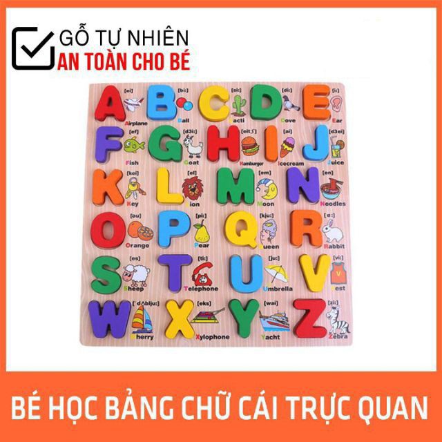 Bảng học chữ cái tiếng anh bằng gỗ cao cấp cho bé Xutoshop