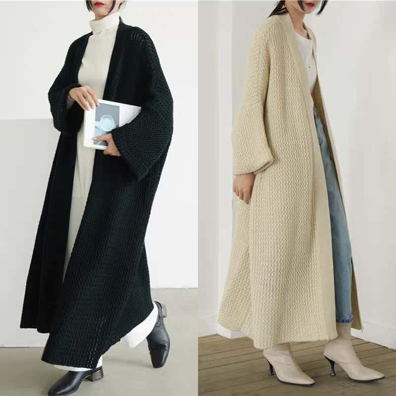 Áo Khoác Cardigan Dệt Kim Dáng Rộng Dài Cỡ Lớn Thiết Kế Thoải Mái Dành Cho Nữ