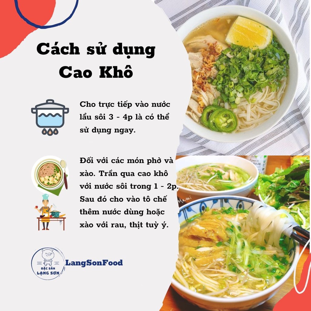 Phở khô đặc sản Cao khô Vạn Linh LangSonFood làm từ gạo bao thai nguyên chất chuẩn sạch gói 500g