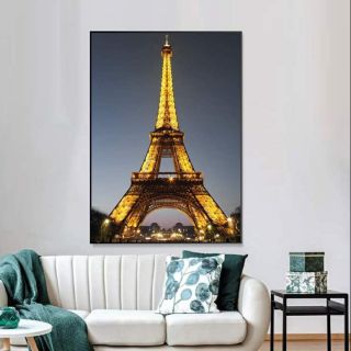 Tháp eiffel về đêm tanh canvas 60x90 giá kèm khung