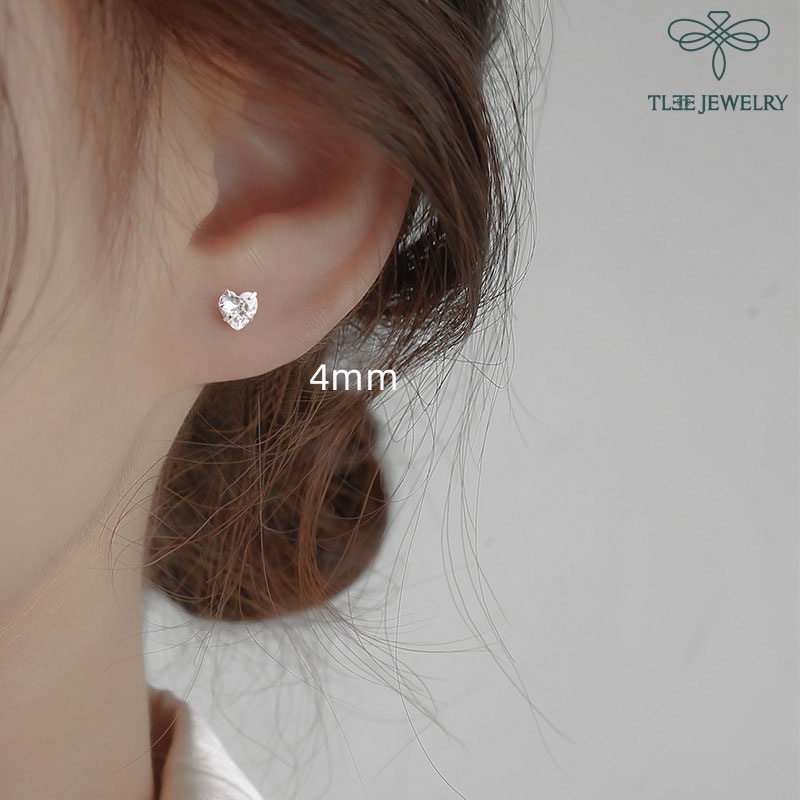 Khuyên tai bạc nữ TLEE nụ đá tim xinh xắn TleeJewelry B0243