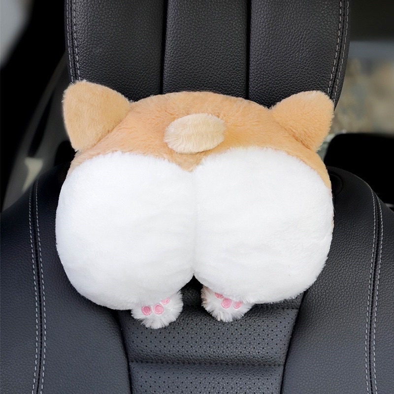 Combo 3 món gối dựa đầu chó Corgi, gối tựa lưng xe hơi, đai an toàn cho xe oto/ xe hơi Nguyễn Gia group