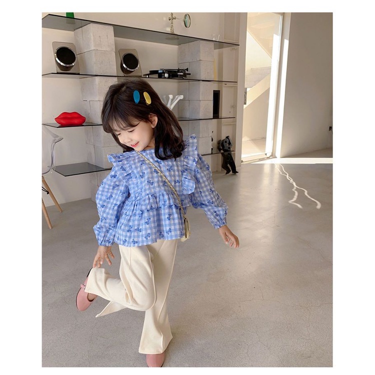 [Babycat] Hàng Có Sẵn Áo Sơ Mi Caro Nhỏ Phong Cách Hàn Quốc Nhật Bản Mới 2022 Phong Cách Phương Tây Cho Bé Gái