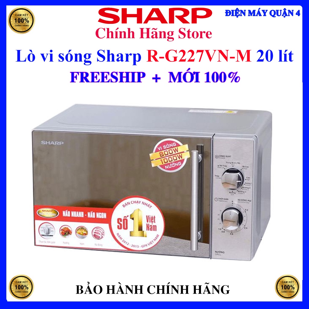 G227VN _ Lò vi sóng Sharp R-G227VN-M 20 lít, bảo hành chính hãng 12 tháng.