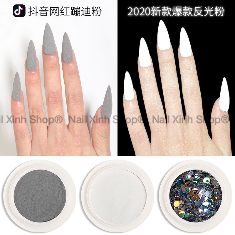 Bột kim tuyến dạ quang, nhũ mịn phát quang, phụ kiện nail chuyên dụng nail salon