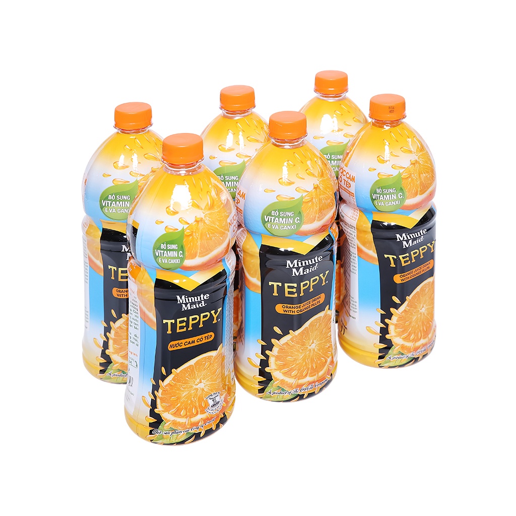 Thùng 6 chai nước cam có tép Teppy 1L - Vị thơm ngon mát lành như từ những trái cam bổ dưỡng nhất