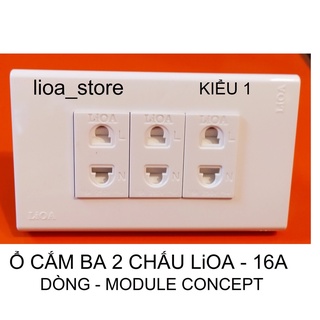 Ổ cắm ba 2 chấu lioa với mặt module concept/