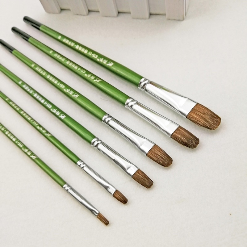 Bộ bút cán xanh 6 cây lông chồn