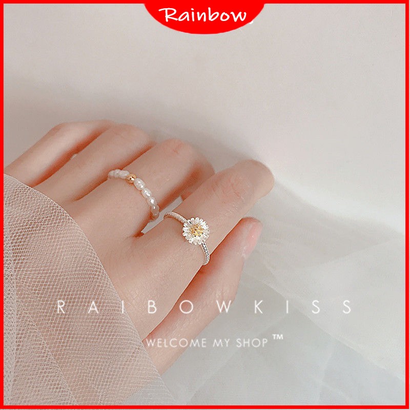 Silver Plated Rings S925 Beautiful Chrysanthemums with Gemstones