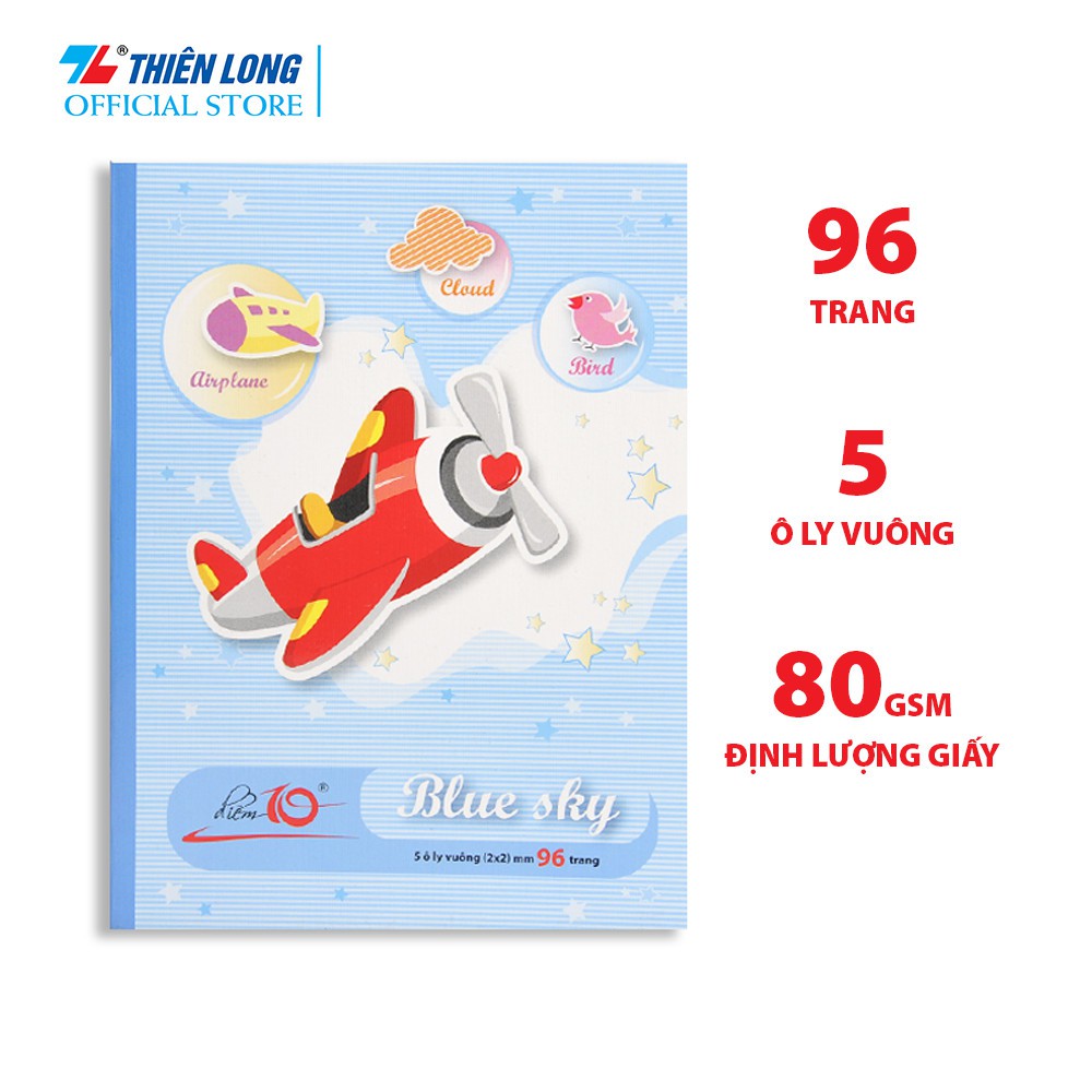 Tập học sinh 96 trang Thiên Long Điểm 10 TP-NB057- 96 trang - 5 ô ly vuông