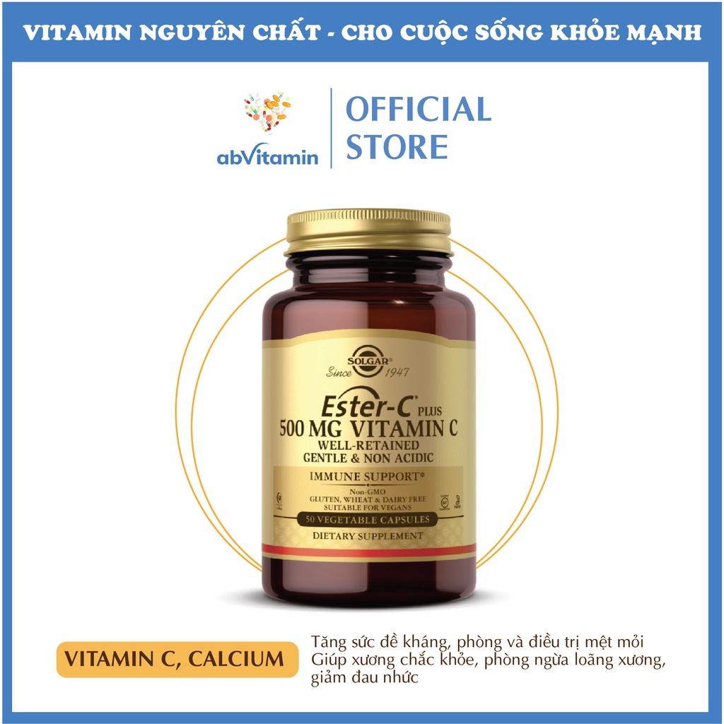 Solgar Ester-C Plus 500 mg Vitamin C nhập USA