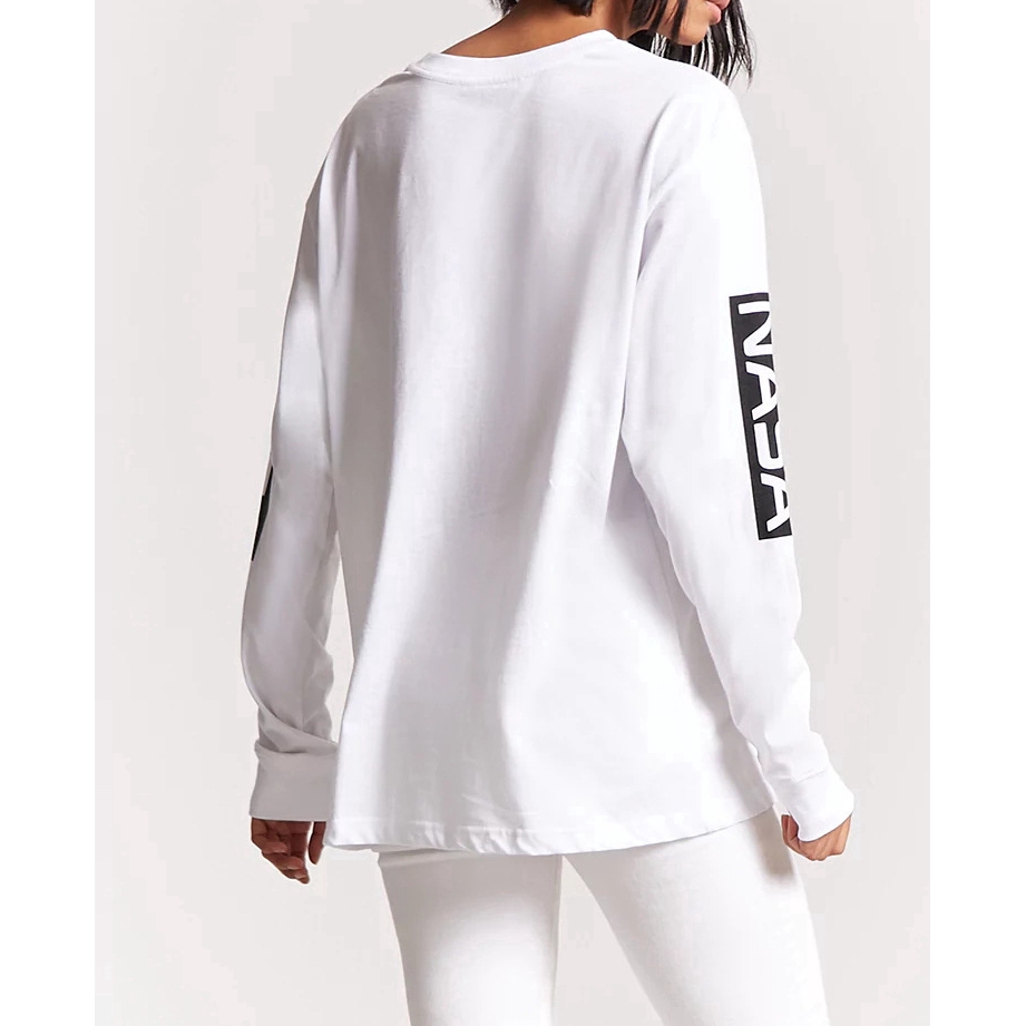 Ins Style Hot Women Slim Nasa Letter Print Tops Round Neck Long Sleeve Tshirt