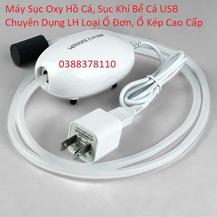 Máy Sục Cá, Máy Sục Oxy Hồ Cá, Sục Khí Bể Cá USB Chuyên Dụng LH Loại Ổ Đơn, Ổ Kép Cao Cấp