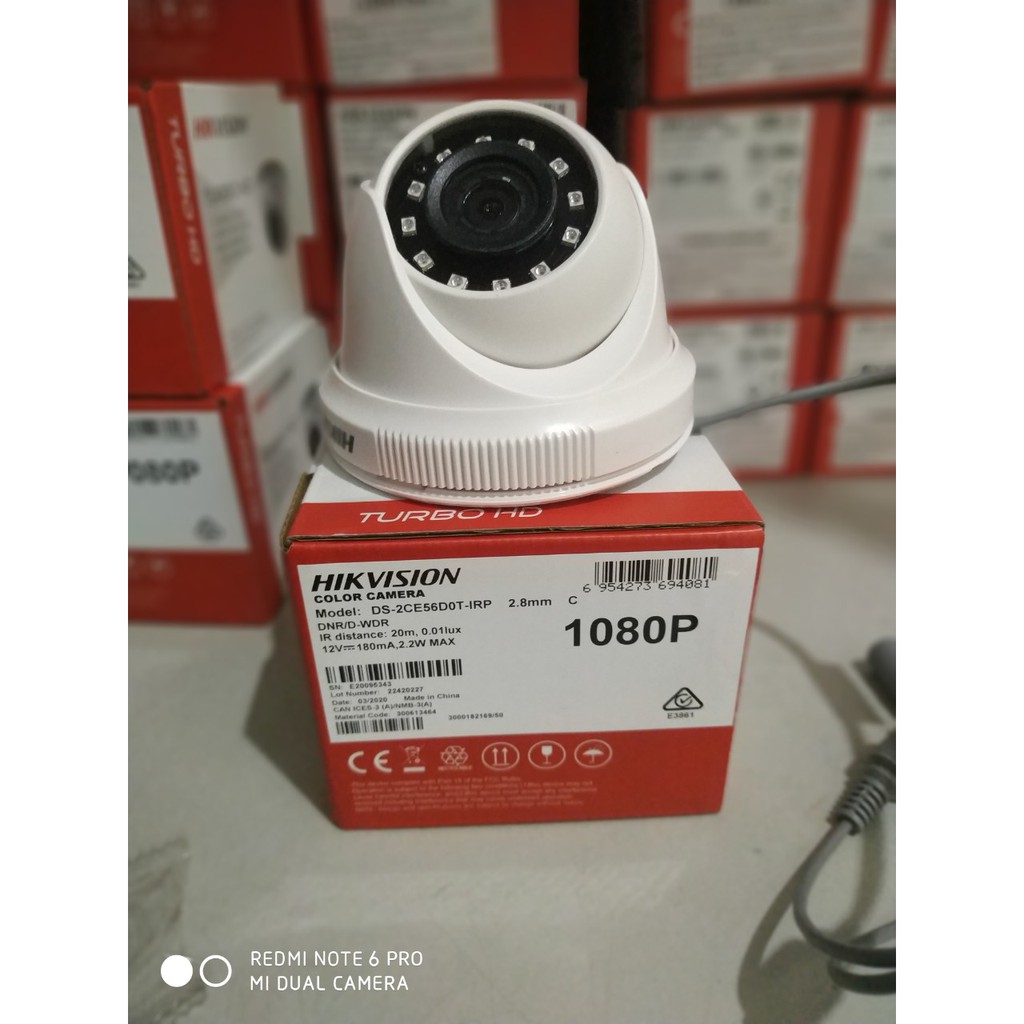 Camera HD-TVI dome HikVision DS-2CE56D0T-IRP - 2MP 1920x1080; hồng ngoại 20m; vỏ nhựa, bảo hành 2 năm