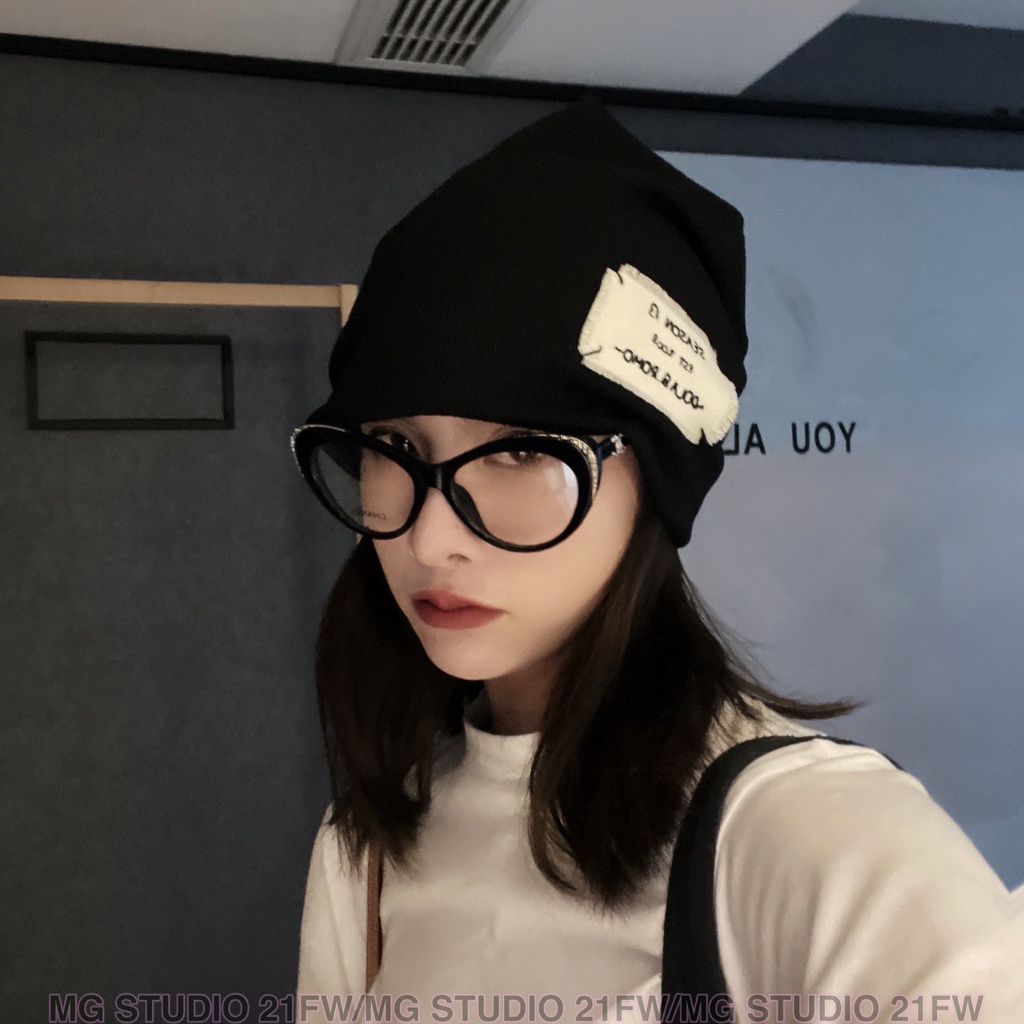 Mũ nồi Mg Studio vải dệt kim thiết kế họa tiết chữ với 3 màu tùy chọn