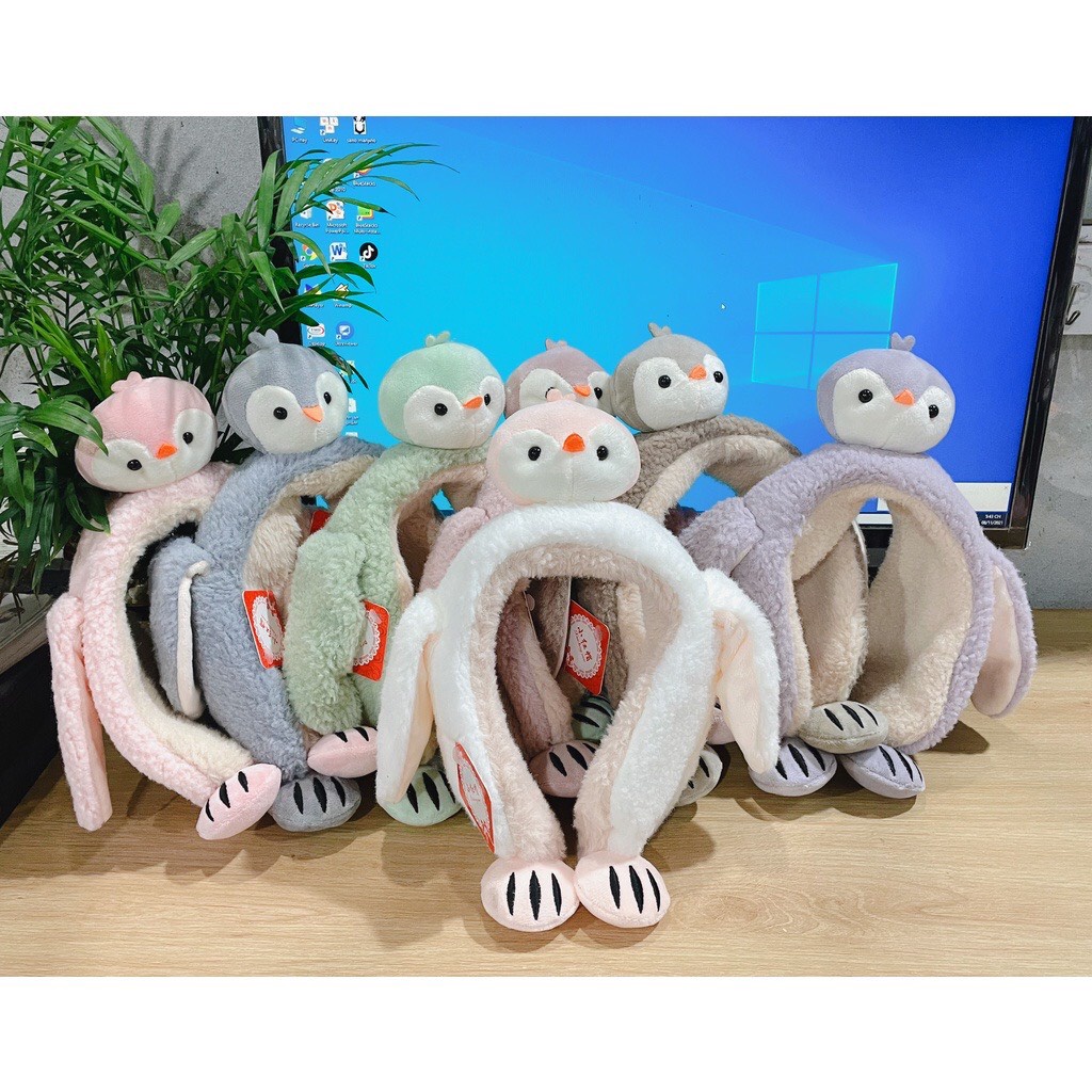 Bịt Tai Lông Cừu Hình Chim Cánh Cụt - Giữ Ấm Mùa Đông, Dễ Thương Cho Nữ và Nam