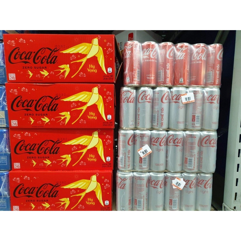 Coca cola lon 320ml vị nguyên bản, light, zero sugar