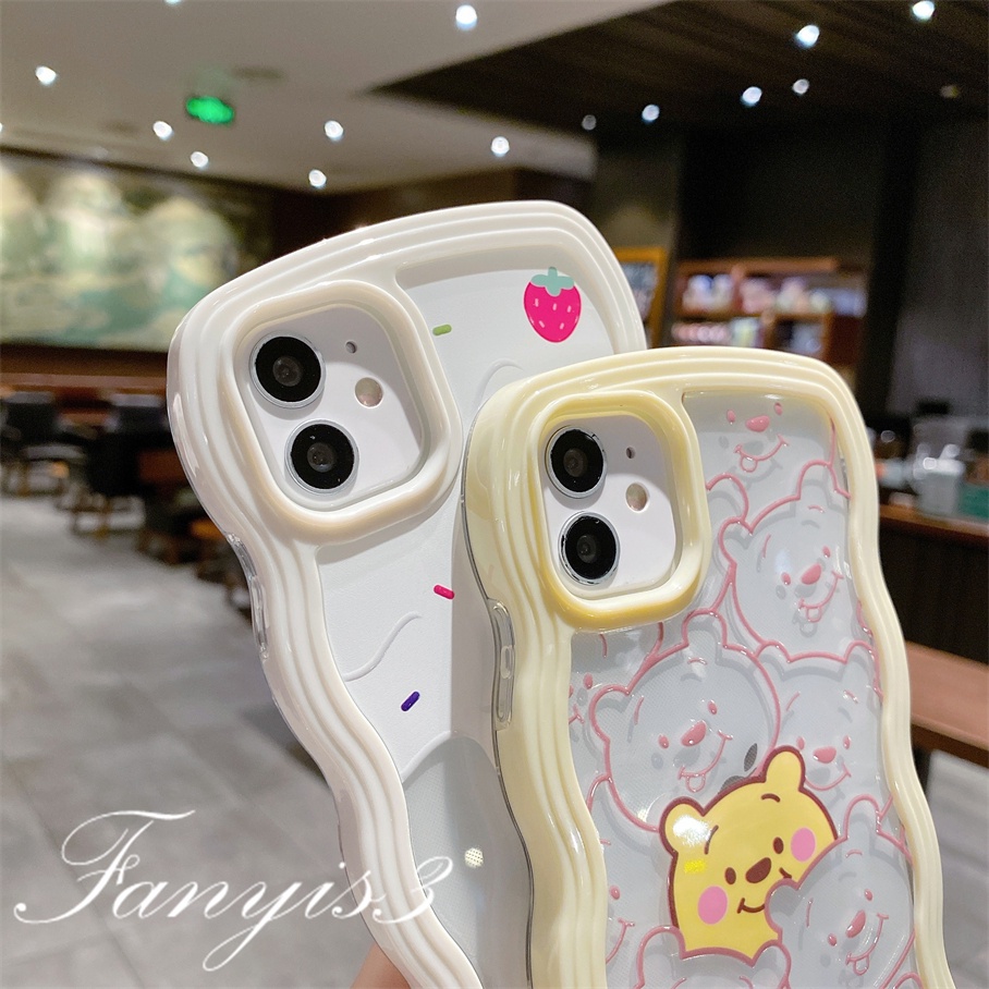 Ốp Điện Thoại Mềm Trong Suốt In Hình Gấu Pooh/Dâu Tây Cho iPhone 13 12 Mini 13 12 11 Pro Max X XR Xs Max