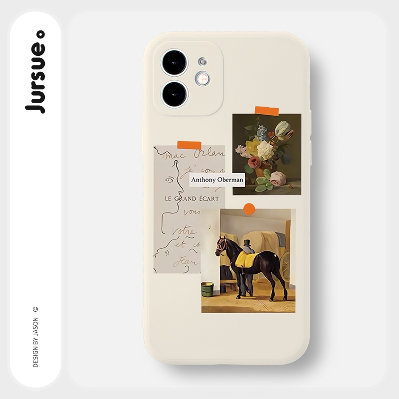 Ốp lưng JURSUE mềm viền vuông đáng yêu cho iPhone 13 12 11 Pro Max SE 2020 X XR XS 8 7 ip 6S 6 Plus Y2043